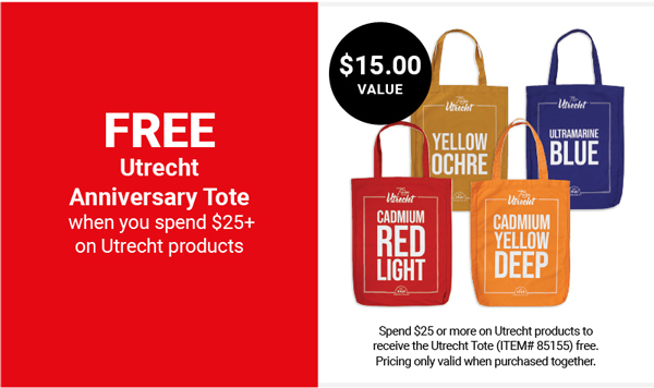 FREE Utrecht Anniversary Tote when you spend $25+ on Utrecht products