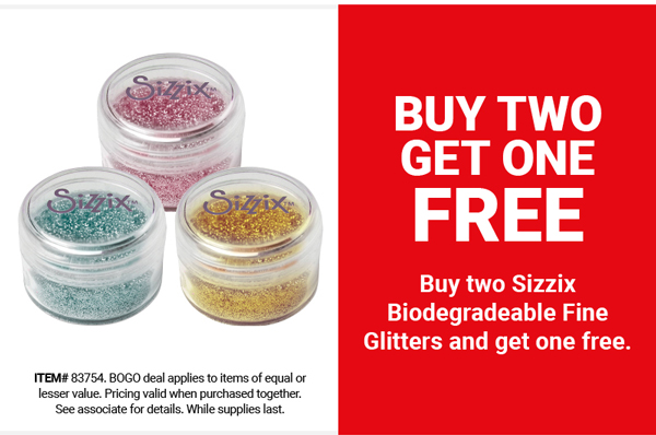 Buy two Sizzix Biodegradable Fine Glitters and get one free.