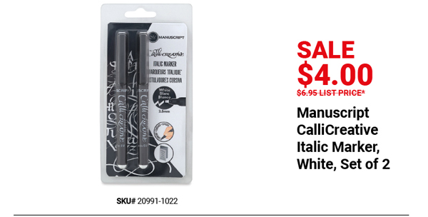 Manuscript CalliCreative Italic Marker White, Set of 2 Sale $4.00