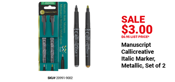 Manuscript Callicreative Italic Marker, Metallic, Set of 2 Sale $3.00