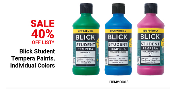 Blick Student Tempera Paints, Individual Colors Sale 40% Off List*