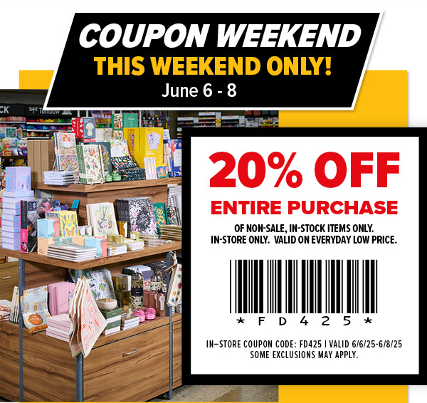 Coupon Weekend This Weekend Only from June 6-June 8 20% Off Entire Purchase!