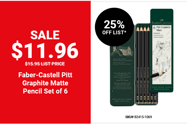 Faber-Castell Pitt Graphite Matte Pencil Set of 6 Sale $11.96