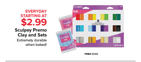 Sculpey Premo Clay and Sets Everyday Starting at $2.99