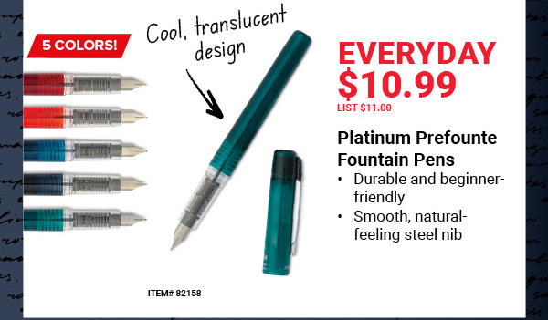 Platinum Prefounte Fountain Pens Everyday $10.99