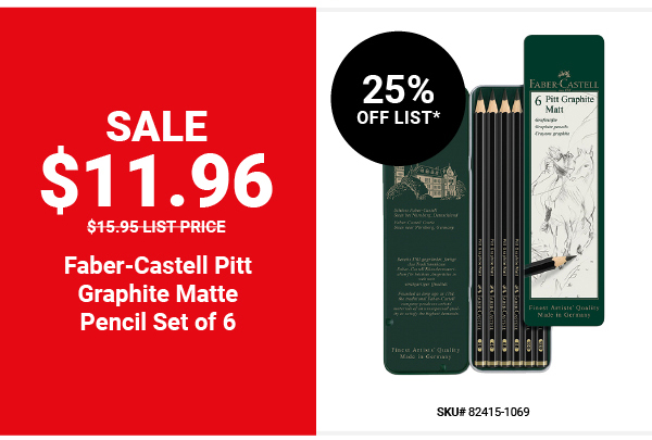 Faber-Castell Pitt Graphite Matte Pencil Set of 6 Sale $11.96