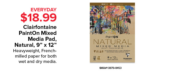 Clairfontaine PaintOn Mixed Media Pad, Natural, 9"x12" Everyday $18.99
