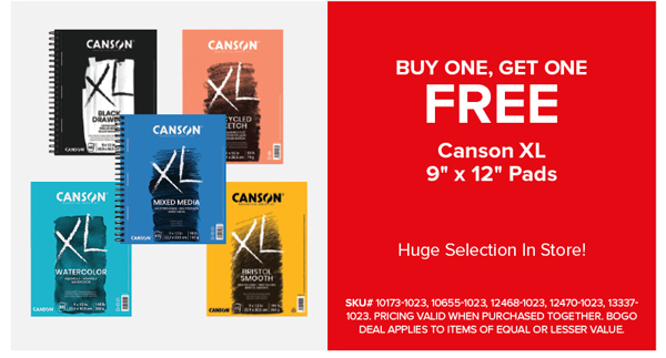 Buy One Canson XL 9"x12" Pads, Get One FREE!