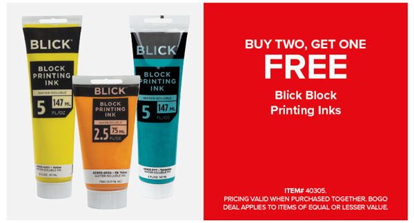 Blick Block Printing Inks Buy TWO Get One FREE