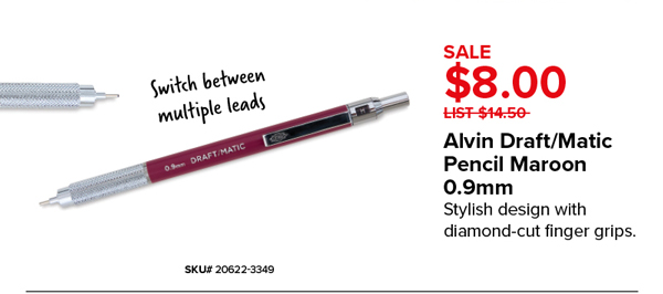 Alvin Draft/Matic Pencil Maroon 0.9mmm Sale $8.00