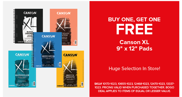 Buy ONE Canson XL 9"x12" Pads Get ONE FREE