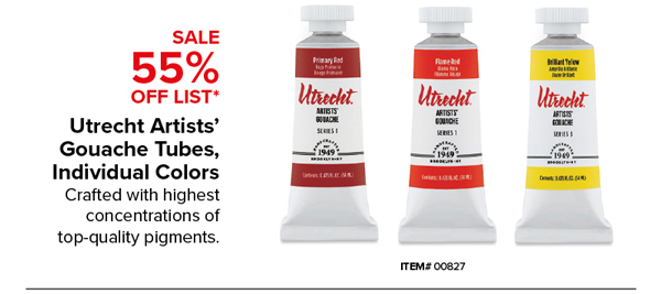Utrecht Artists' Gouache Tubes, Individual Colors, Sale 55% Off List*
