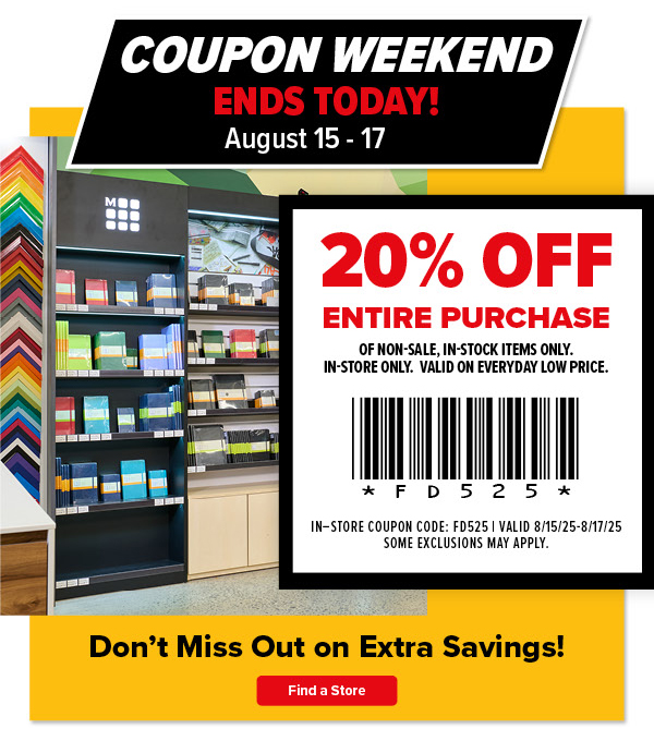 Coupon Weekend ENDS TODAY 20% Off Entire Purchase