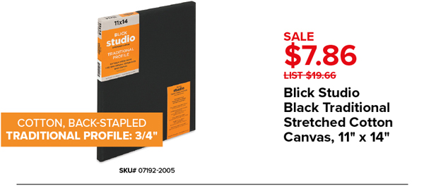 Blick Studio Black Traditional Stretched Cotton Canvas, 11" x 14" Sale $7.86