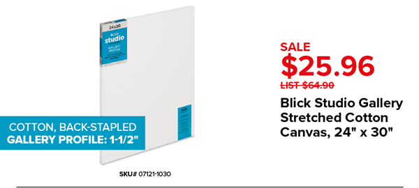 Blick Studio Gallery Stretched Cotton Canvas, 24" x 30" Sale $25.96