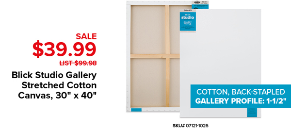 Blick Studio Gallery Stretched Cotton Canvas, 30" x 40" Sale $39.99