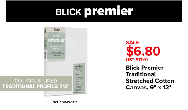 Blick Premier Traditional Stretched Cotton Canvas, 9"x12" Sale $6.80