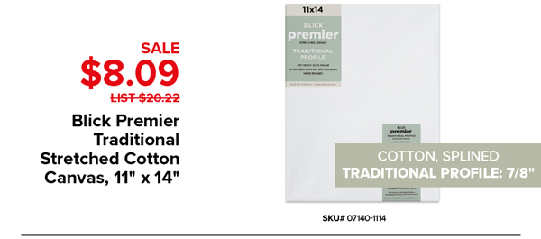 Blick Premier Traditional Stretched Cotton Canvas, 11" x 14" Sale $8.09