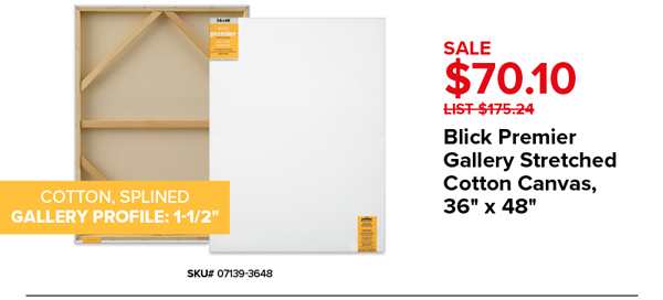 Blick Premier Gallery Stretched Cotton Canvas, 36" x 48" Sale $70.10