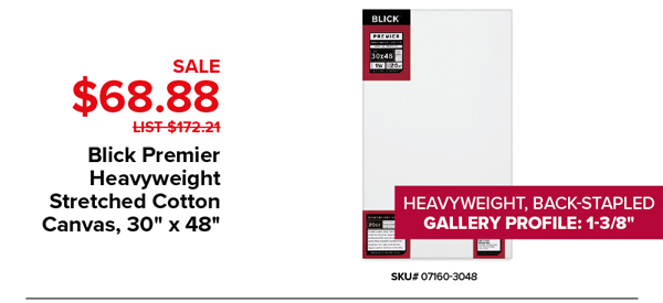 Blick Premier Heavyweight Stretched Cotton Canvas, 30" x 48" Sale $68.88