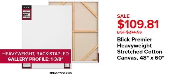 Blick Premier Heavyweight Stretched Cotton Canvas, 48" x 60" Sale $109.81