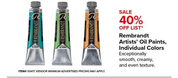 Rembrandt Artists' Oil Paints, Individual Colors, Sale 40% Off List*