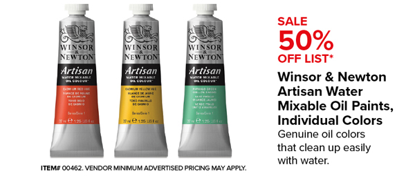 Winsor & Newton Artisan Water Mixable Oil Paints, Individual Colors, Sale 50% Off List*