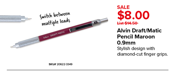 Alvin Draft/Matic Pencil Maroon 0.9mm Sale $8.00