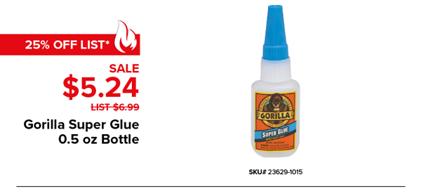 Gorilla Super Glue 0.5 oz Bottle Sale $5.24