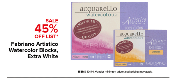 Fabriano Artistco Watercolor Blocks, Extra White Sale 45% Off List*