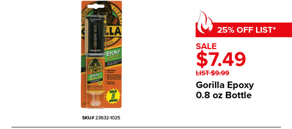 Gorilla Expoxy 0.8oz Bottle Sale $7.49