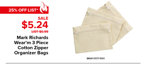 Mark Richards Wear'm 3 Piece Cotton Zipper Organizer Bags Sale $5.24