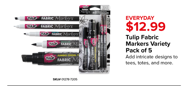 Tulip Fabric Markers Variety Pack of 5, $12.99