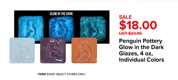 Penguin Pottery Glow in the Dark Glazes, 4 oz, Individual Colors