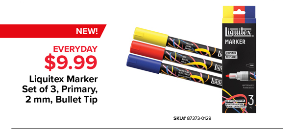 New! Liquitex Marker Set of 3, Primary, 2 mm, Bullet Tip, $9.99