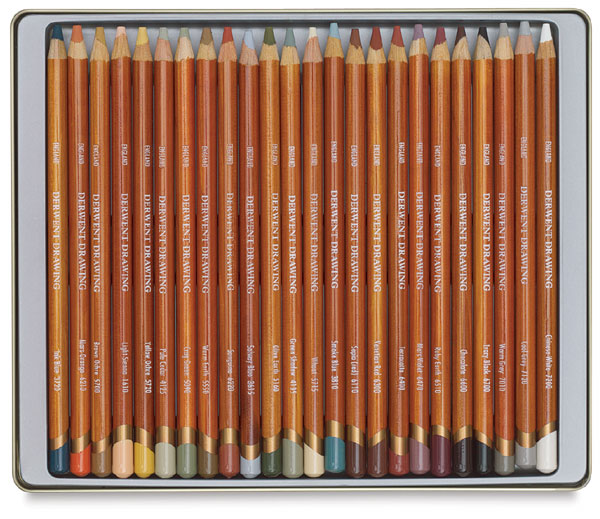 24 Tin Soft Tonal Drawing Pencils Derwent Drawing
