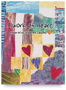 A Work of Heart: A Year of 1st Grade Art Lessons is the second book in a series by author Janet Conlin that uses simple language, lots of pictures, and step-by-step instructions to guide teachers through a one-year art program for young students.